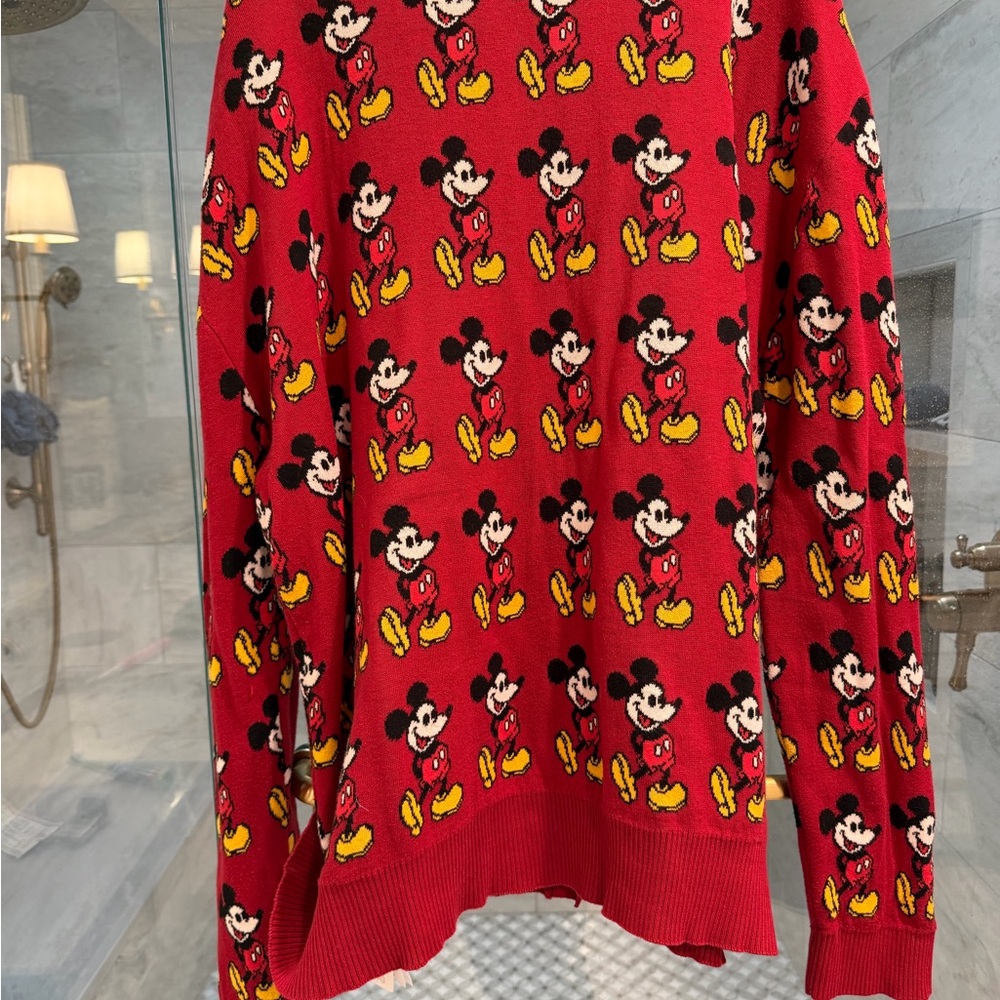 Red Disney Mickey Mouse button down cardigan 2xl - image 9